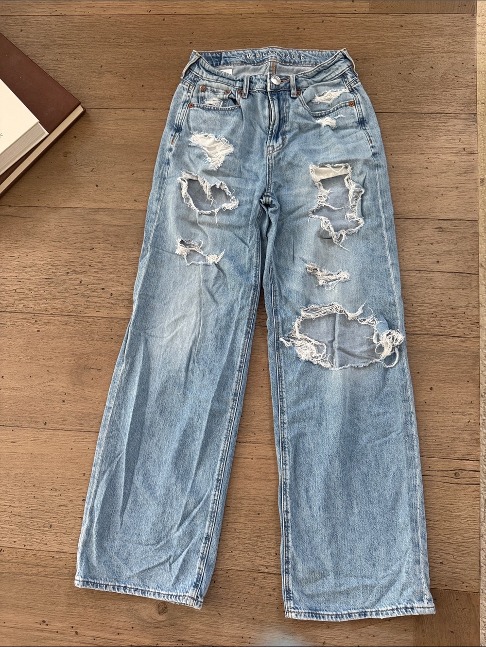 American Eagle Outfitters Light Blue High Rise Distressed Jeans
